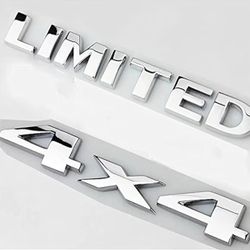 2pcs(1set) Auto Tuning 4 X 4 Logo 3D Decal Emblem Logo Sticker Liberty Nameplate Badge +Limited Trunk Hood Door Compatible with 4x4+Limited (Chrome)