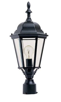 NEW! Maxim Lighting Westlake 1-Light Outdoor Post Lantern, Black Finish Clear Glass Shade