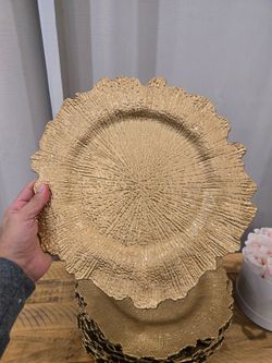Gold Textured Charger Plates – 12" (Set of 22)