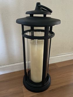 Black Cast Iron Lantern w/Candle