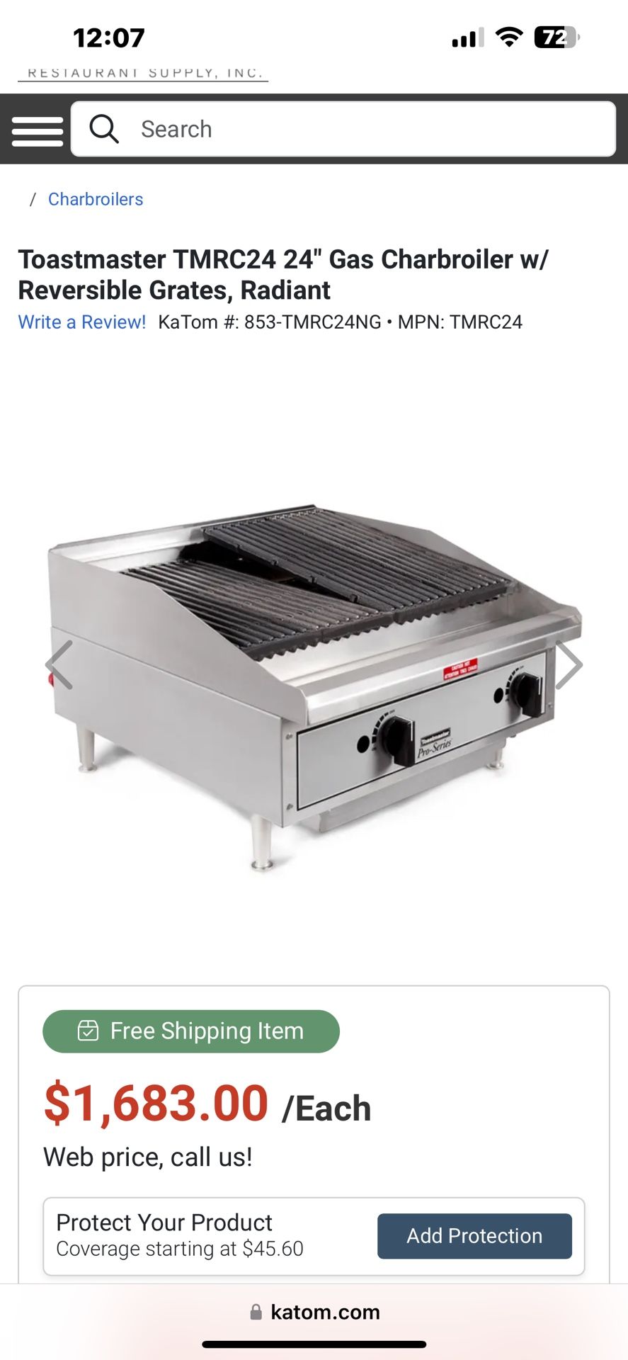 Toastmaster Pro Series Charbroiler