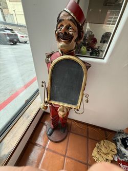 Life-Size Bellhop Figurine with Chalkboard