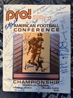 Rare! 1972 Dolphins Steelers AFC championship Game Program Signed By 28
