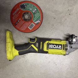 Working Ryobi angle grinder 18v - no battery, guard or lock nut included -
