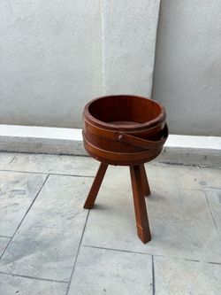 Vintage Wooden Bucket Planter Stand 🪵✨