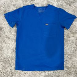 XS Figs Blue Scrub Top