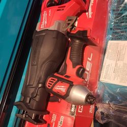 Milwaukee M18 New Sawzall And Like New Impact Drill  $220 For Both ""No Battery No Charger 
