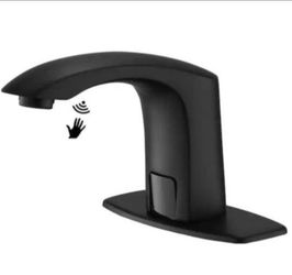 BWE Automatic Sensor Touchless Bathroom Sink Faucet With Deck Plate In Matte Black