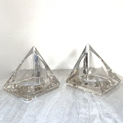 Vintage Mid 20th Century Nybro Swedish Candle Holder Bookends- a Pair