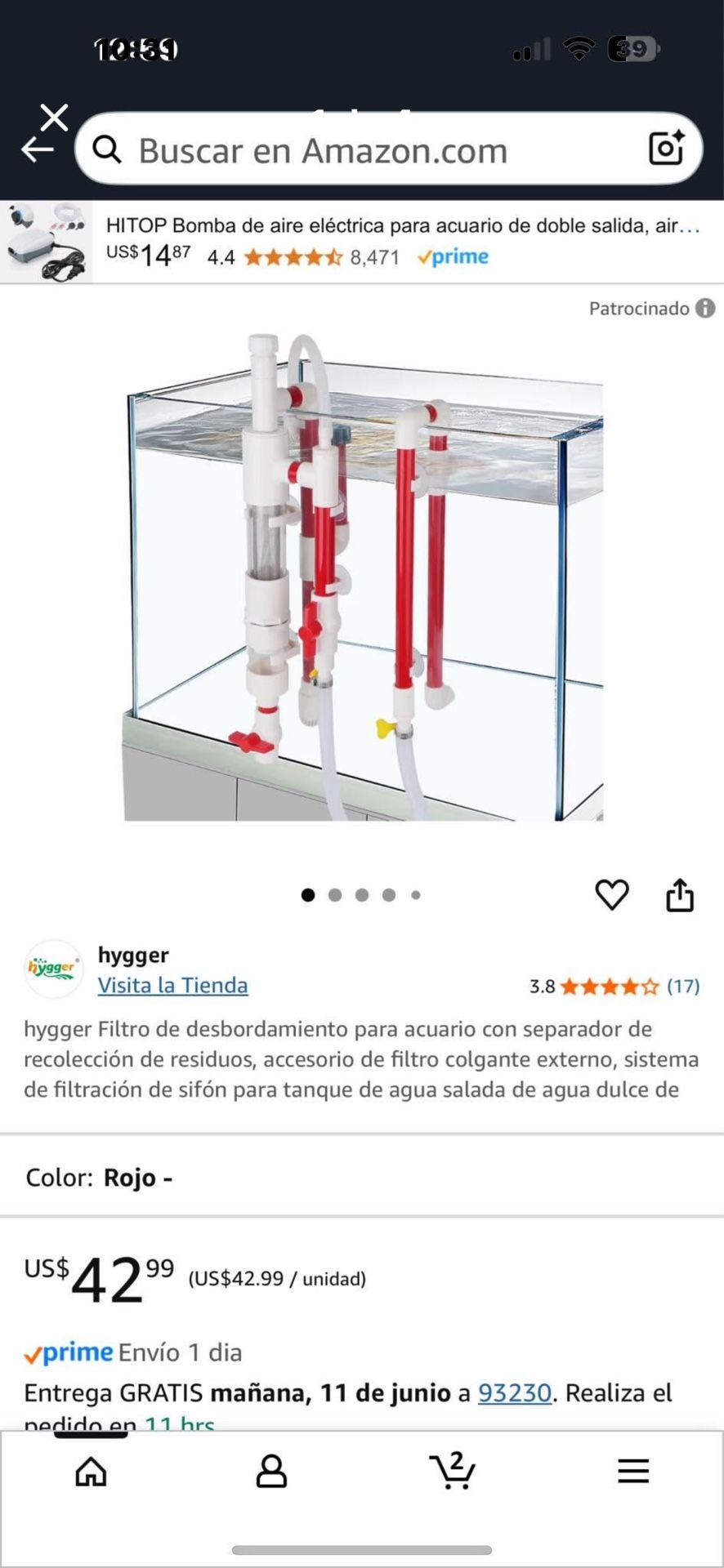 hygger Filtro de desbordamiento para acuario con separador de recolección de residuos, accesorio de
