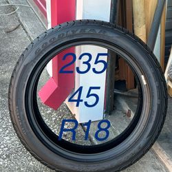 1 Used Tire Goodyear Eagle Sport A/S 235/45R18. Low miles. 90%Tread. 