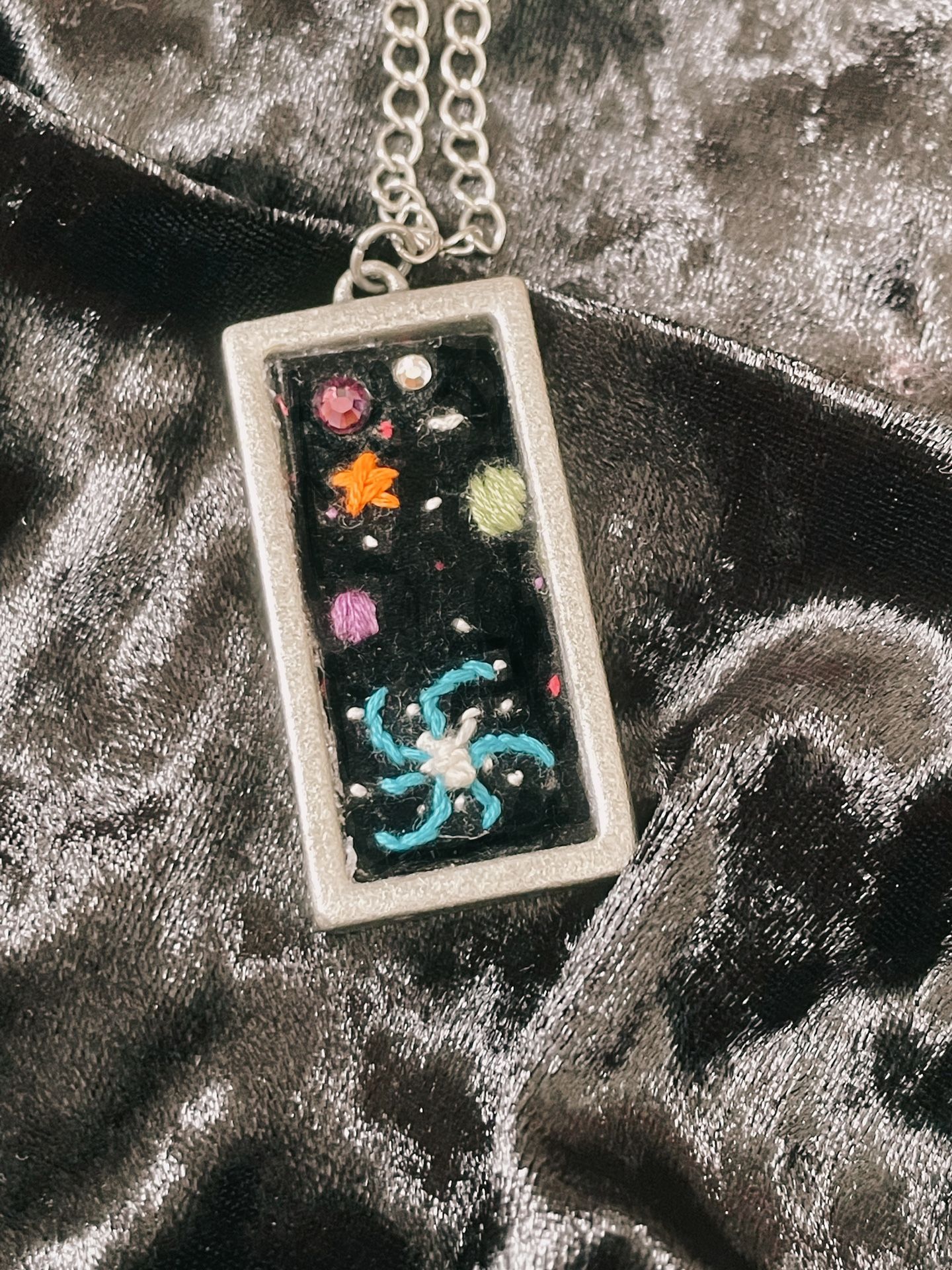 Handmade Embroidered Galaxy Necklace