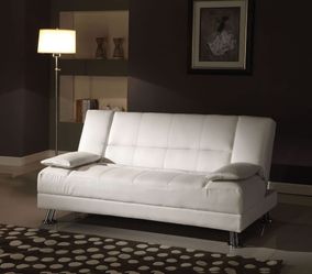 White leather adjustable sofa futon