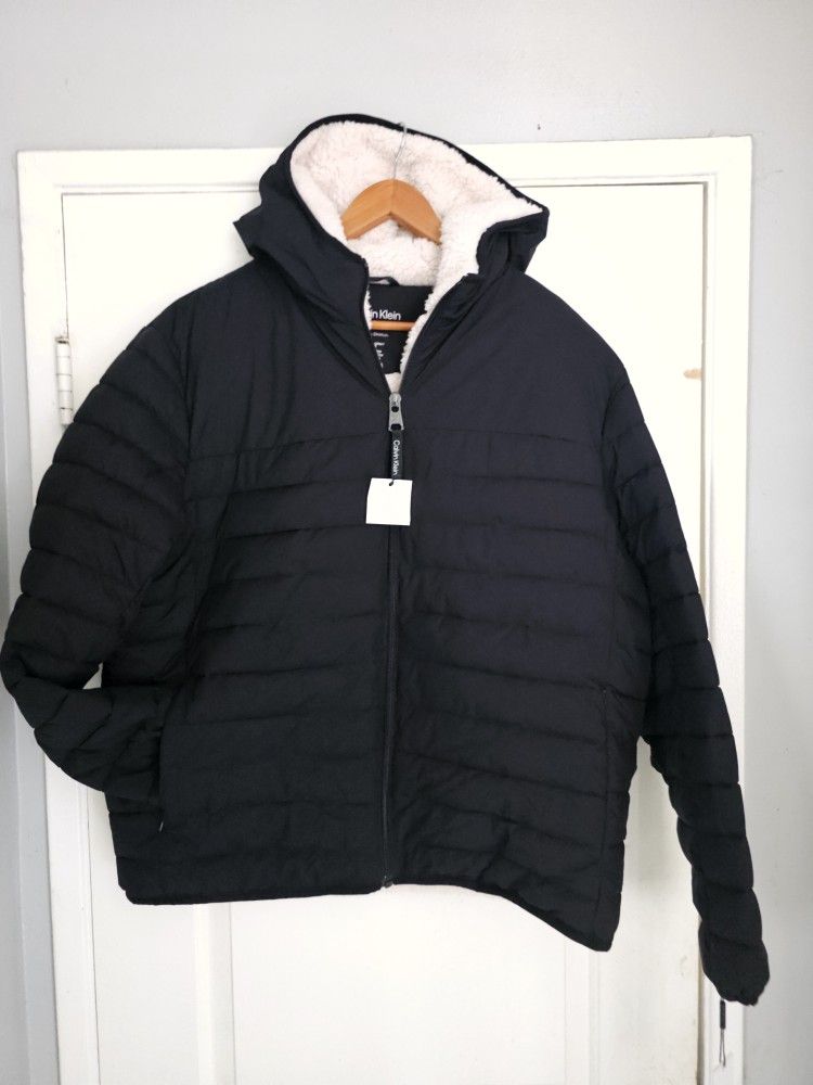 Men's Calvin Klein Jacket XL Black Sherpa