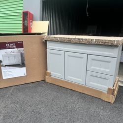 Home Decorators 48 inch Gray Bathroom Vanity with White Solid Artic Top