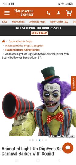Halloween  circus carnival barker annimatronic