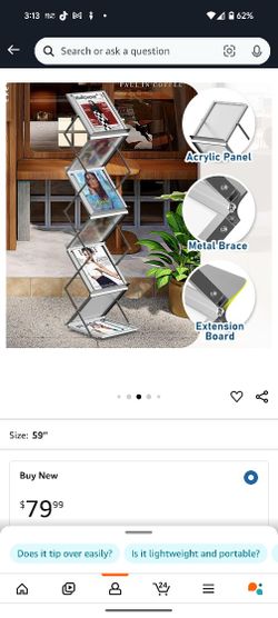 6 Pockets Foldable Aluminum Magazine Rack - Brochure Display Stand, Brochure Catalog Literature Display Stand For  Exhibition, Trade Show