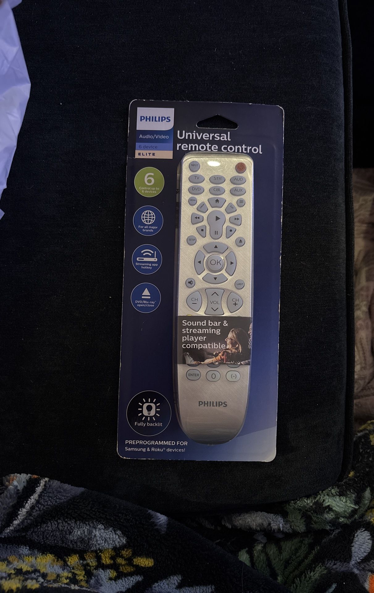 Phillips Elite Universal Remote Control Preprogrammed For Samsung And Roku Devices NIB