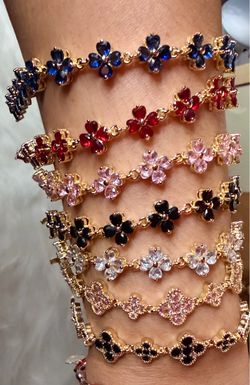 Gold-Plated /Filled Flower Crystal Tennis Bracelets