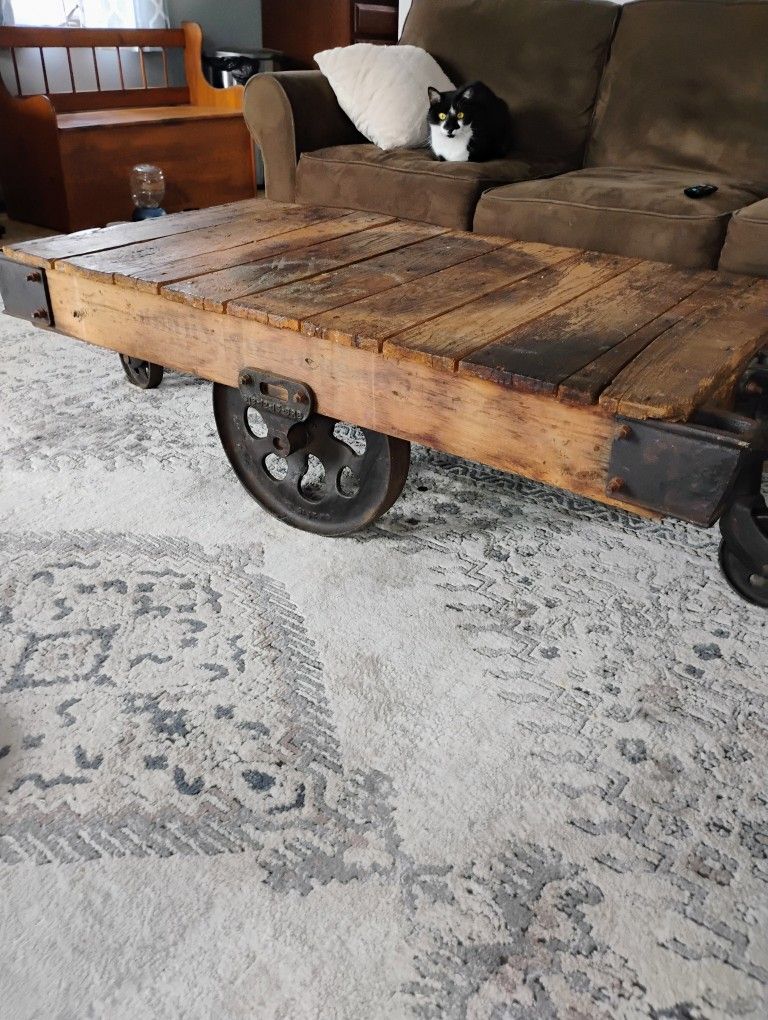 Lineberry Antique Railroad Cart/Coffee Table