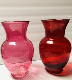 Home decor/special occasion 11 inches tall,  red, glass sweetheart vases
