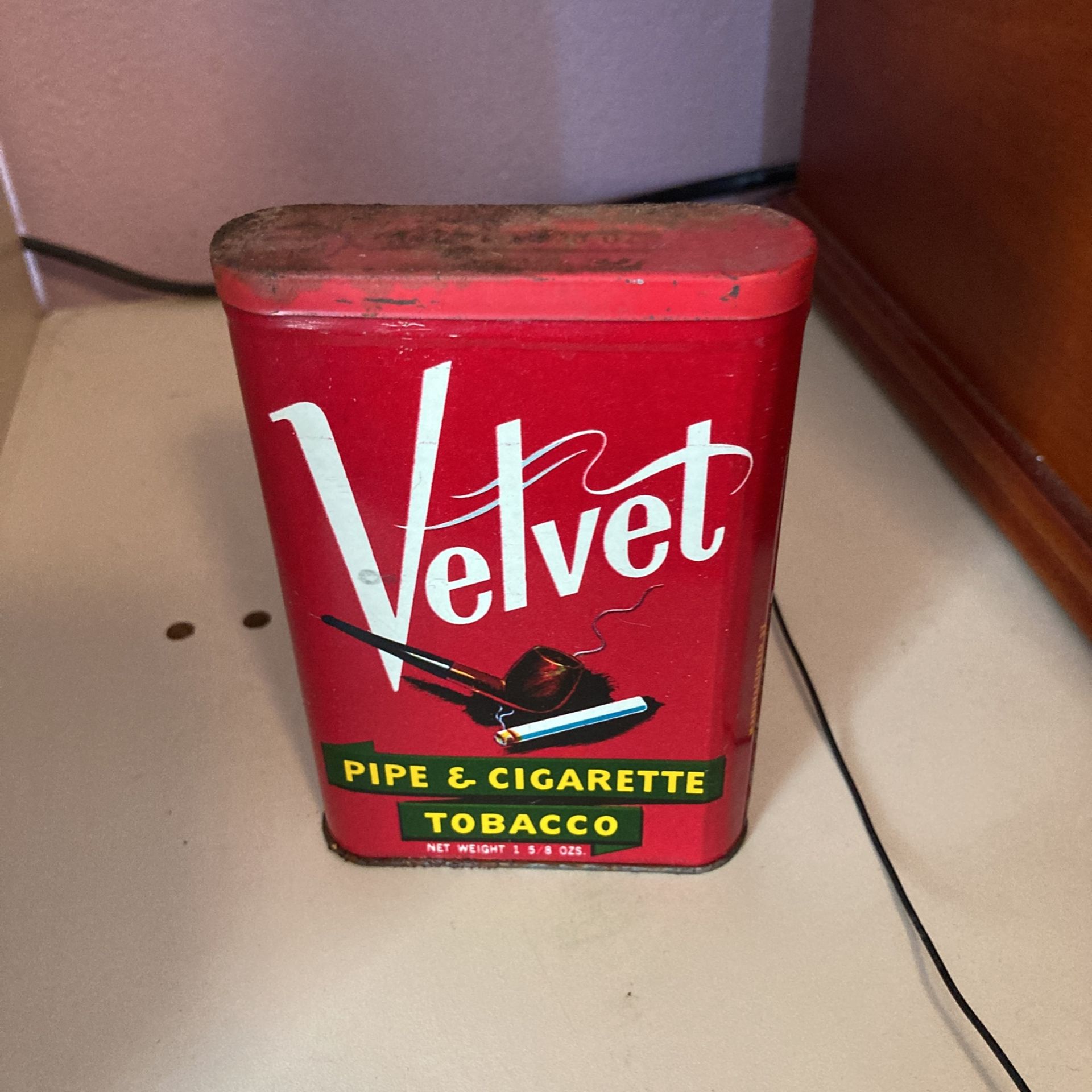 Vintage velvet tobacco Tin