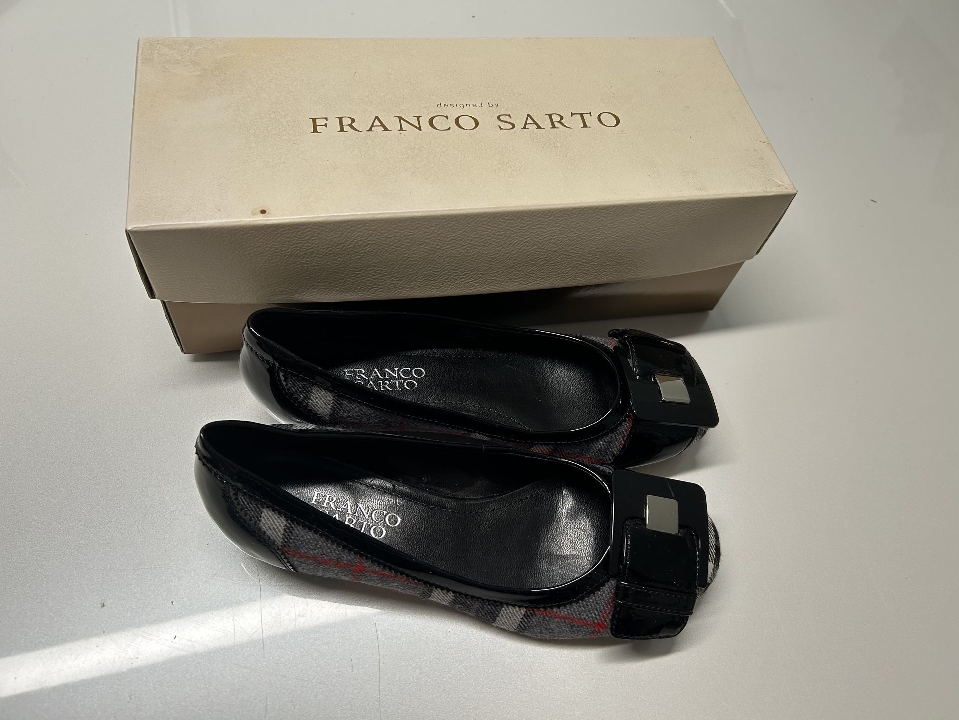Franco Sarto plaid buckle flats size 5.5