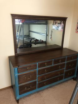 Refurbished antique dresser with chalk painter and dark walnut stain