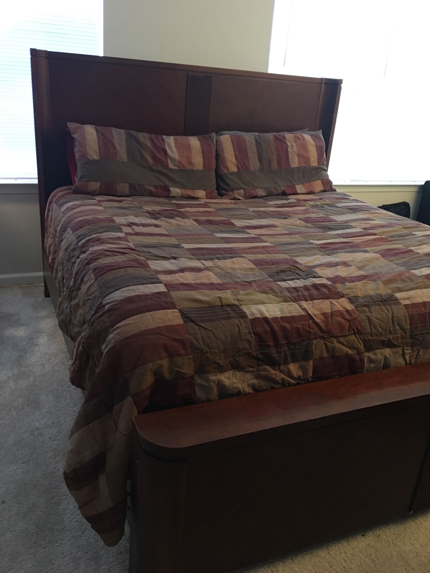 King Panel Bed + Great Sealy Mattress (Quick Sale-Moving) SATURDAY SALE ONLY $250