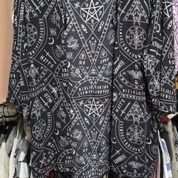 Blackcraft Fringed Kimono  - Alchemical Ouija - One Size Fits Most ~28" P2P