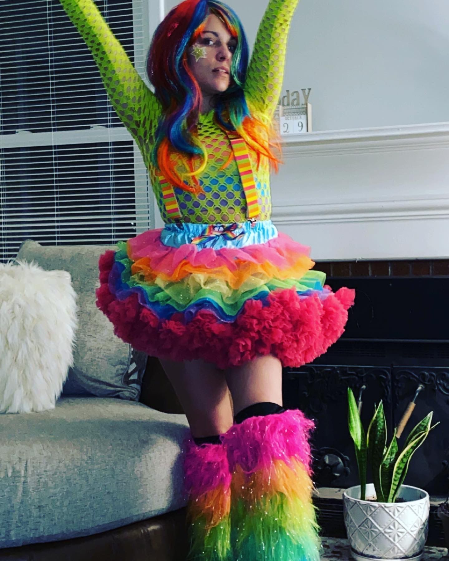 Small woman’s sexy Complete Rainbow Bright Halloween Costume