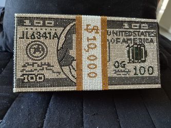RHINESTONE PURSE WCHAIN DOLLAR DESIGN