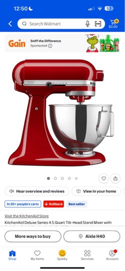 Kitchen Aid 4.5 quart tilt-head stand mixer with stainless bowl