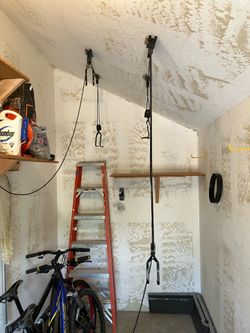 Bicycle hoists (2) with pulleys and hooks