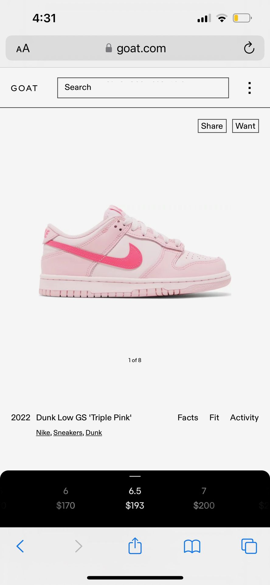 BUY Nike Dunk Low GS Triple Pink, WpadcShops Marketplace