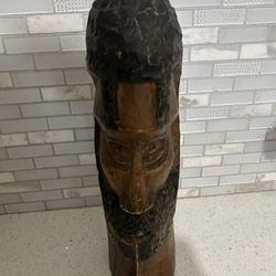Heavy, Thick, Tall Wood Carved Statue