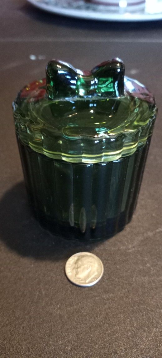 Cute Little Emerald Green Trinket Jar