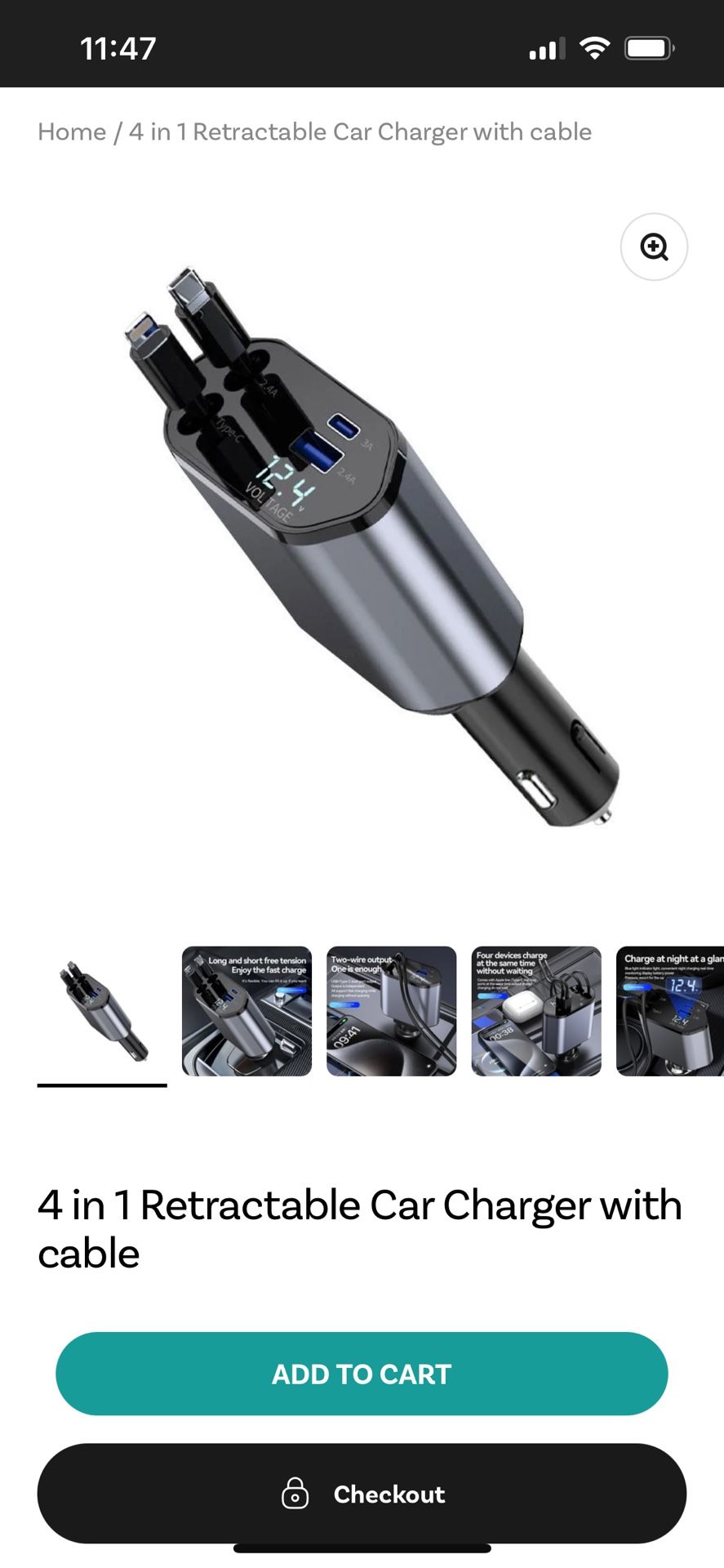 4 in 1 Retractable Car Charger with cable
