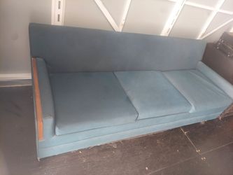 2 Blue suede sofas