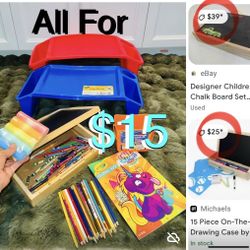 $15 For All Bundle of Portable Chalkboard dry eraser& 2 portable lap desk + Coloring book,accessorie