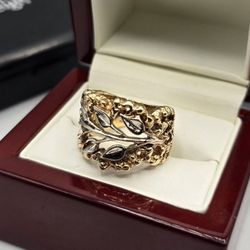 Solid 14kt Gold Nugget Style Ring Anillo De Oro 14kt Estilo Nugget