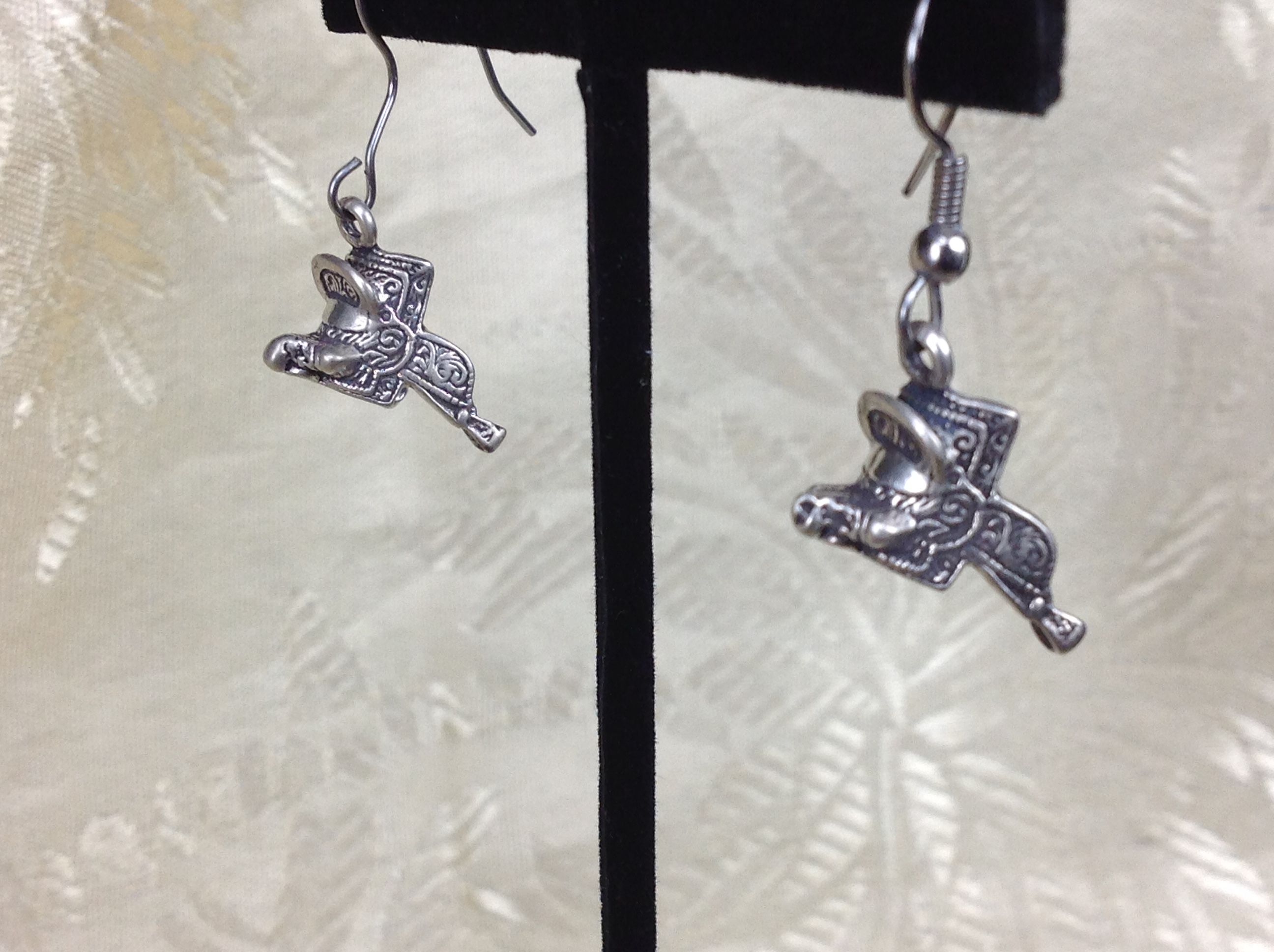 Western Horse SADDLE 925 Sterling Silver Earrings