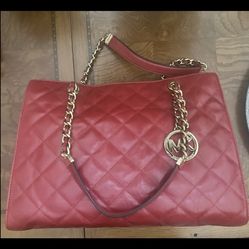 Michael Kors red leather bag