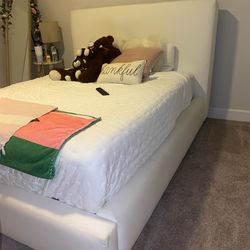 Potterybarn Bed and Mattress- Queen Size - Off White