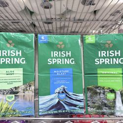 IRISH SPRING 6 COUNT BAR SOAP $4.00 EACH