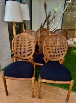 Italian style antique Beautiful Cane Back Dinig Chairs (6)