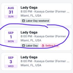 Lady Gaga Ticket one Lady Gaga Mayhem Ball Ticket Miami Florida 