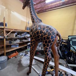 🦒Beautiful 9ft + Giraffe Statue (Leather Wrapped) 
