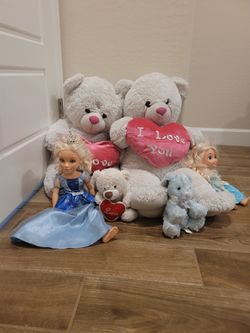 Plush Teddy Bears And Dolls Set