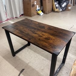 43.3 in. W Retangular Oak Color Wooden Computer Desk with Metal Legs, New